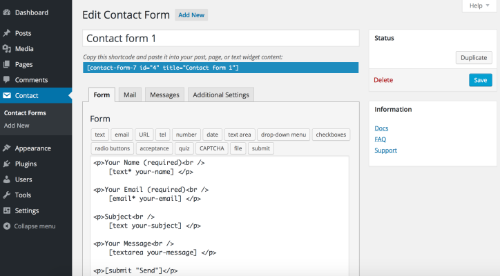 Contact Form 7 – создание контактной формы